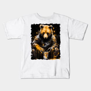 Brown Bear Eating Honey Kids T-Shirt